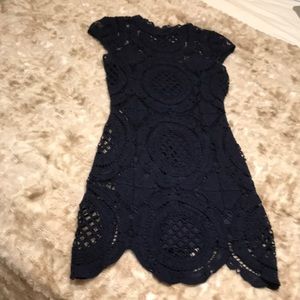 Navy blue lace mini dress